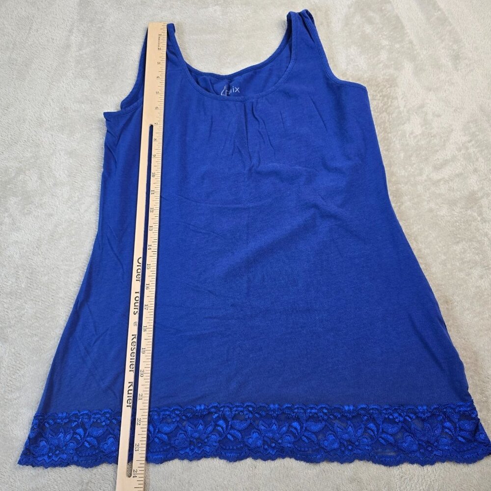 Y2K Inspired Tank Womens Small Blue Bottom Lace Trim Layerable Classic Colorful - Picture 3 of 7